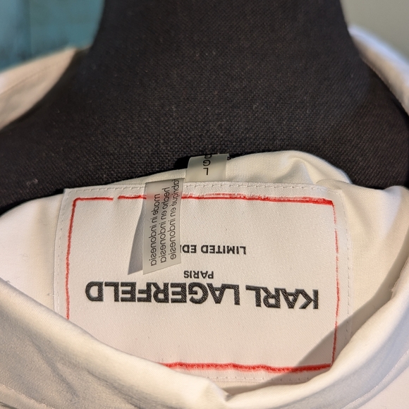 Karl Lagerfeld Women's Size L White Typography Shirt - Picture 5 of 6